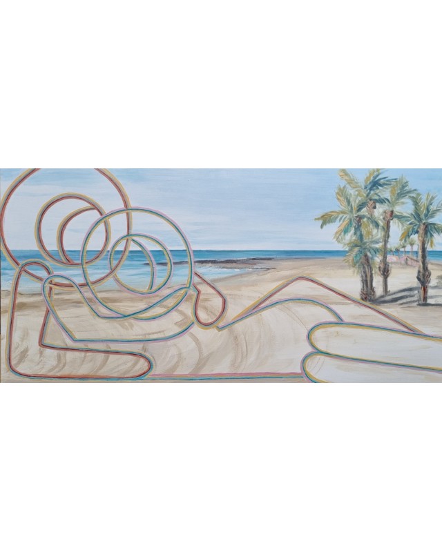 Pareja y mar fundidos