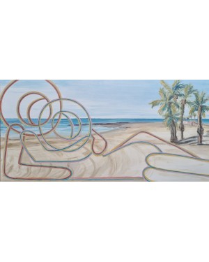 Pareja y mar fundidos